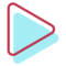 Play button icon, a circular shape with a right-facing triangle, symbolizing the start of media playback.